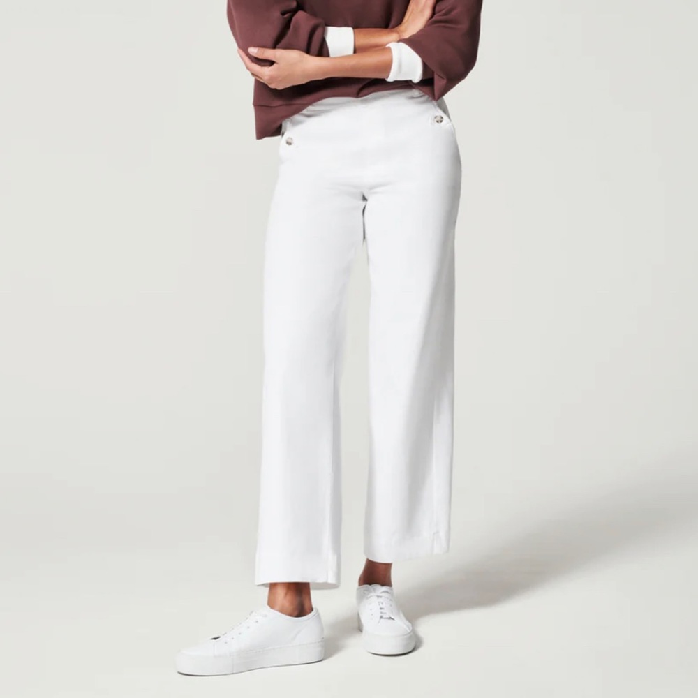 NWT SPANX Stretched Twill Wide Leg Cropped Pants